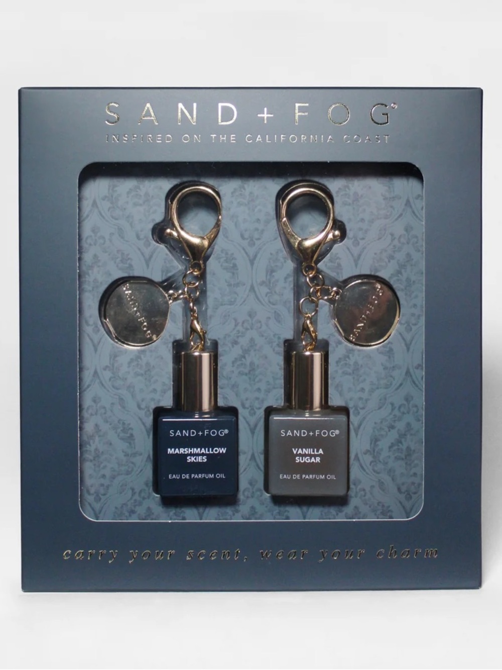 SAND + FOG Bag Charm Perfume Oil Rollerball Set - Marshmallow Skies + Vanilla